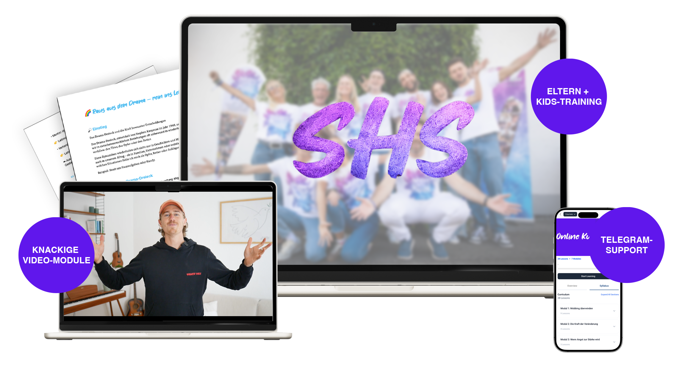 Die Videoplattform der Superheldenschmiede auf Laptop und Smartphone